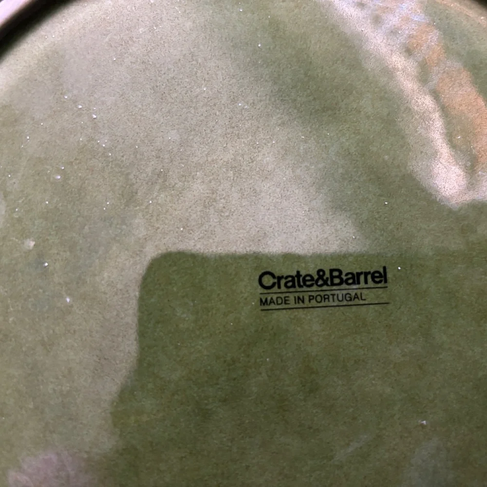 Set of 5 Crate&Barrel Green Wavy Edge Plates Made In Portugal